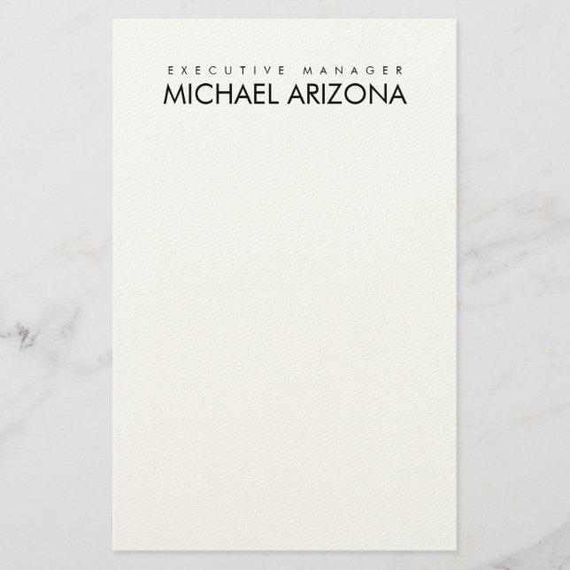 Papeterie Noir & Blanc Minimaliste Simple Plaque Moderne (Devant)