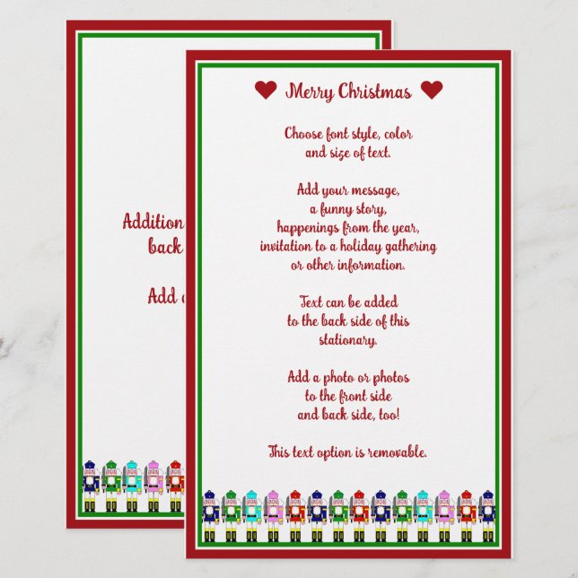 Papeterie Noisette Soldats Noël (Devant / Derrière)