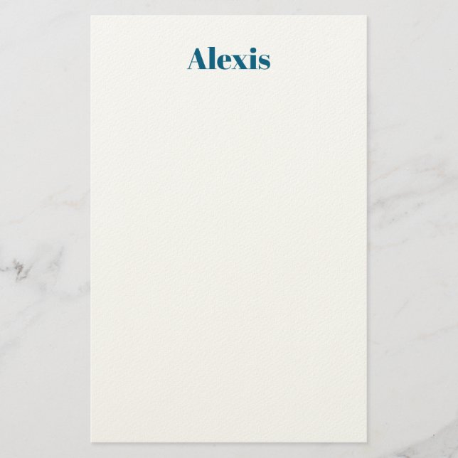 Papeterie Nom Calligraphie Script Simple Blanc Bleu (Devant)