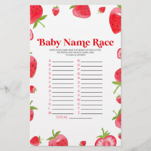 Papeterie Nom de fraise Course Baby shower Activité de jeu