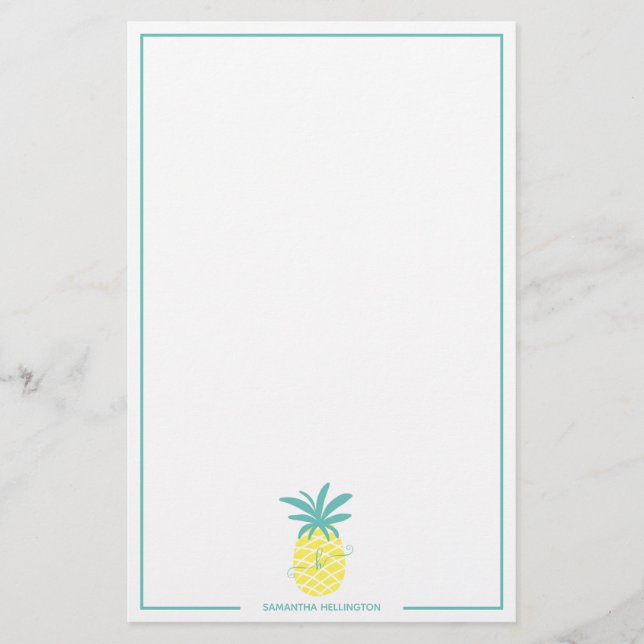 Papeterie Nom de monogramme d'ananas tropical modifiable mod (Devant)