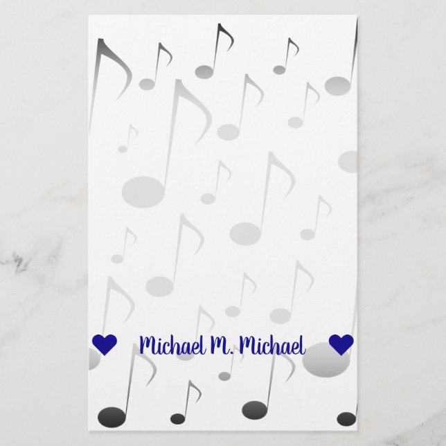 Papeterie Nom personnalisable ; Motif de beaucoup de notes (Devant)