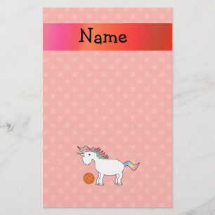 Papeterie Nom personnalisé basketball licorne orange polka