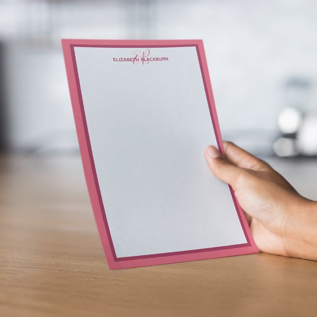 Papeterie Nom personnalisé Monogramme Initiales Magenta (Custom Personalized Name Monogram Initials Magenta Stationery)