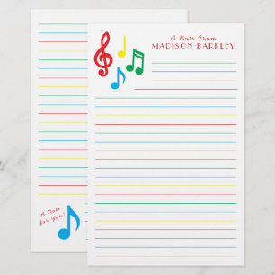 Papeterie Note musicale Papier à lettres de l'enseignant mus