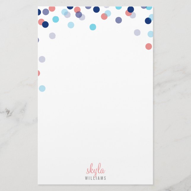 Papeterie NOTE PERSONNELLE mignon confetti clair marine cora (Devant)