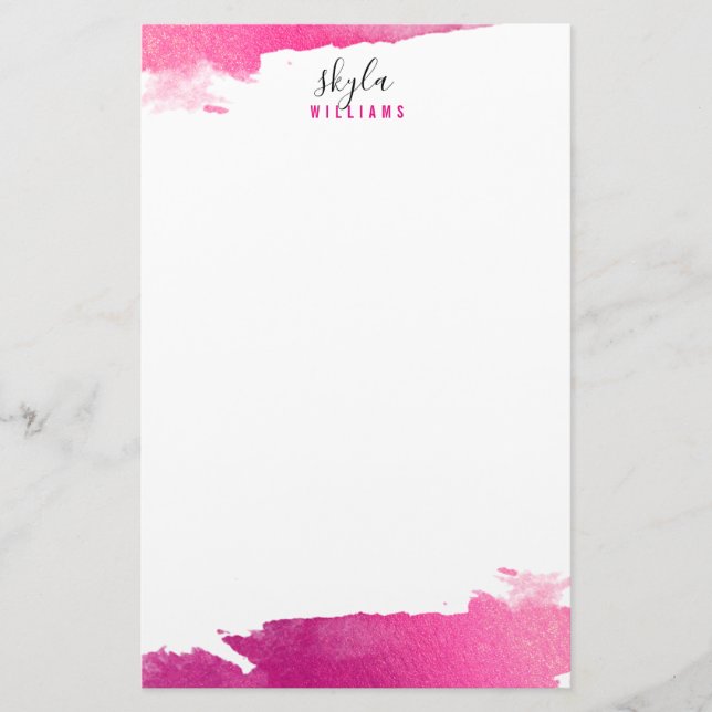 Papeterie NOTE PERSONNELLE moderne luxe doré faux rose (Devant)