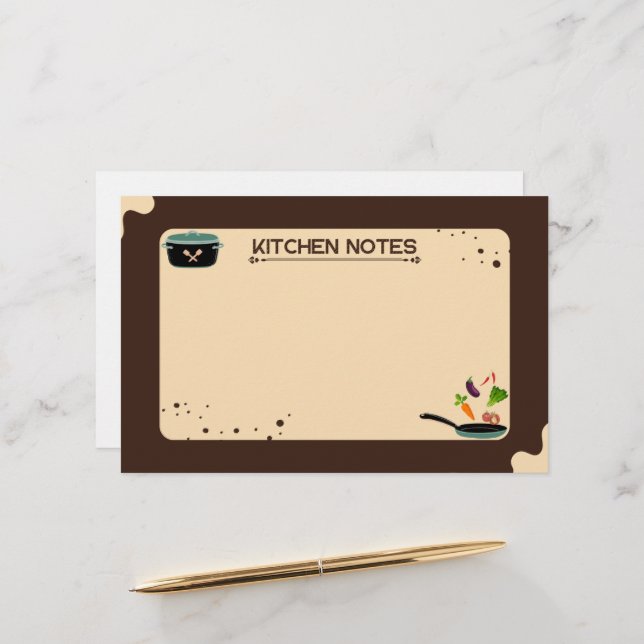 Papeterie Notes de cuisine en beige Brown Dessins de dessin (Devant/Arrière en situation)