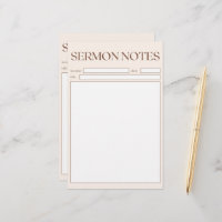 Notes de sermon Chrétien Simple Beige Pour L'Églis
