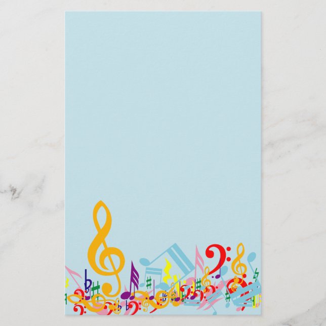 Papeterie Notes musicales de jumbled colorées (Devant)