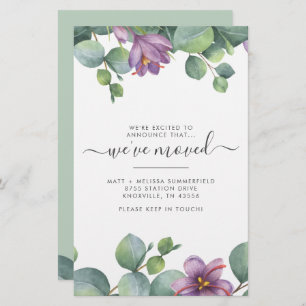 Papeterie Nous avons déménagé Adresse Eucalyptus Purple Gree