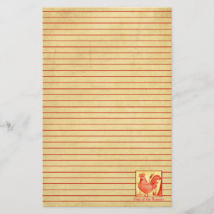 Papeterie Nouvel An chinois du coq Red Lined