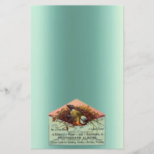 Papeterie Oiseau de nidification vintage Poisson turquoise b