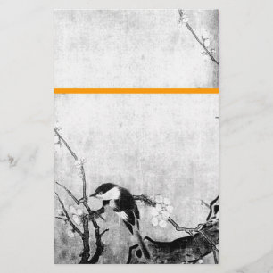Papeterie OISEAU DE PRINTEMPS ET FLEURS ARBRE Noir Blanc Ora