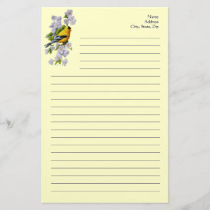 Papeterie Oiseau Goldfinch et fleurs de pomme Jaune