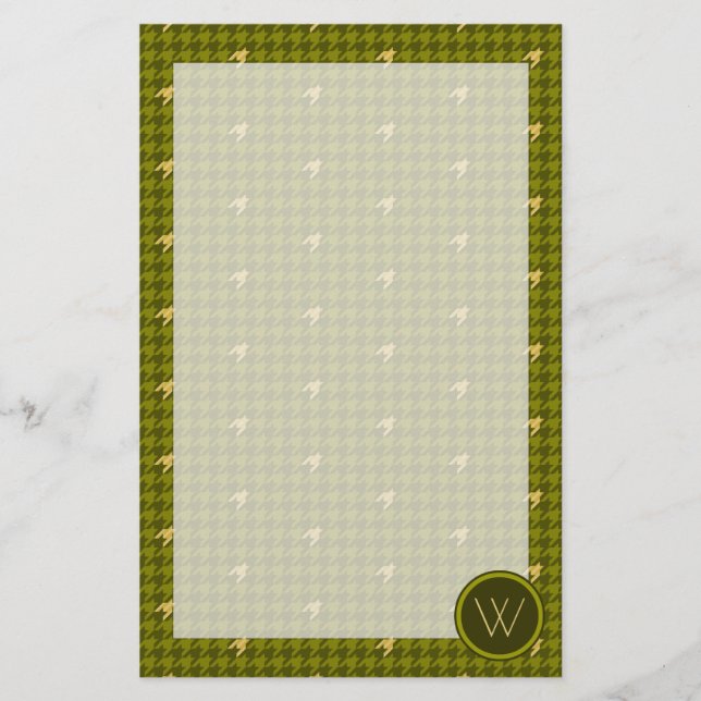 Papeterie Olive with Gold Accent Houndstooth (Devant)