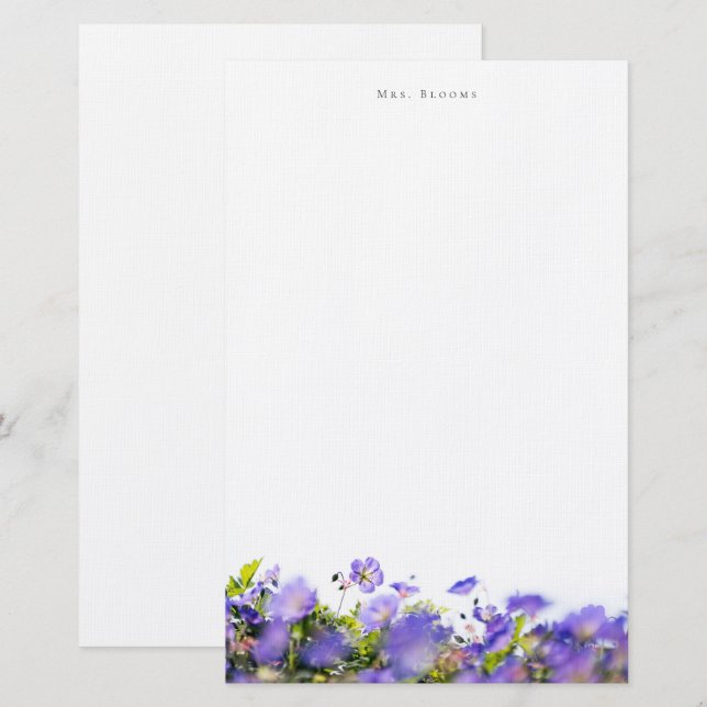 Papeterie (One sided) Elegant floral Personalized Stationery (Devant / Derrière)