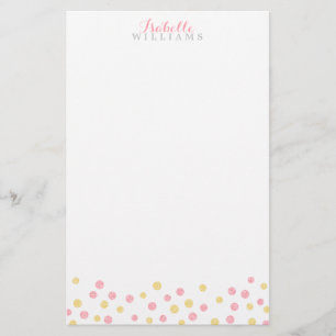 Papeterie Or de Faux et points roses de confettis de parties