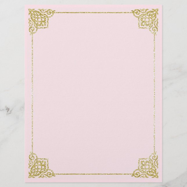 Papeterie or et rose Papier à lettres 21,59x27,94  (Devant)