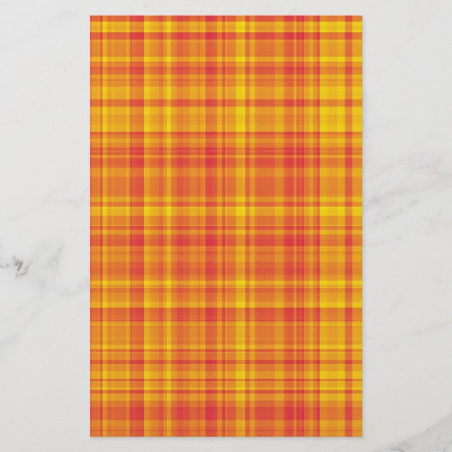Papeterie Orange Yellow Plaid Checker Pattern  (Devant)