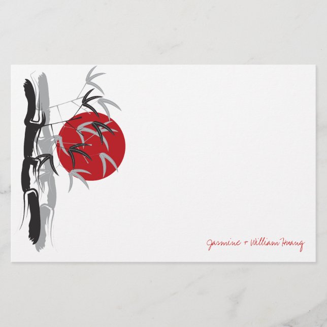 Papeterie Oriental Sunrise Zen Bamboo Garden Mariage asiatiq (Devant)