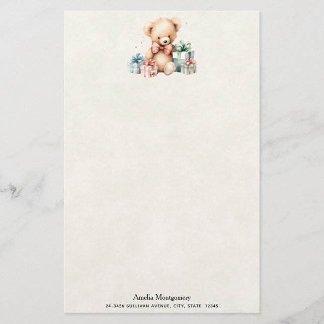 Papeterie Ours en peluche mignonne avec cadeaux de Noël (Devant)