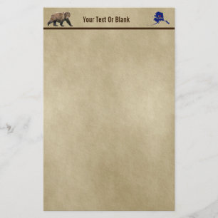 Papeterie Ours Kodiak Sur Papier Ancien