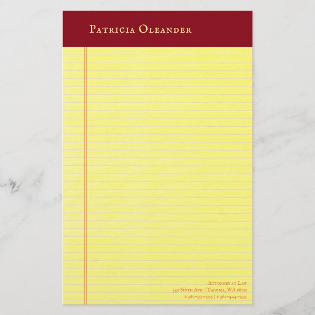 Papeterie Pad Jaune Légale Ruddy Binding (Devant)