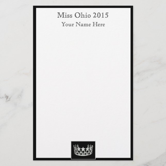 Papeterie Pageant Couronne & Nom personnalisé Feuilles de pa (Devant)