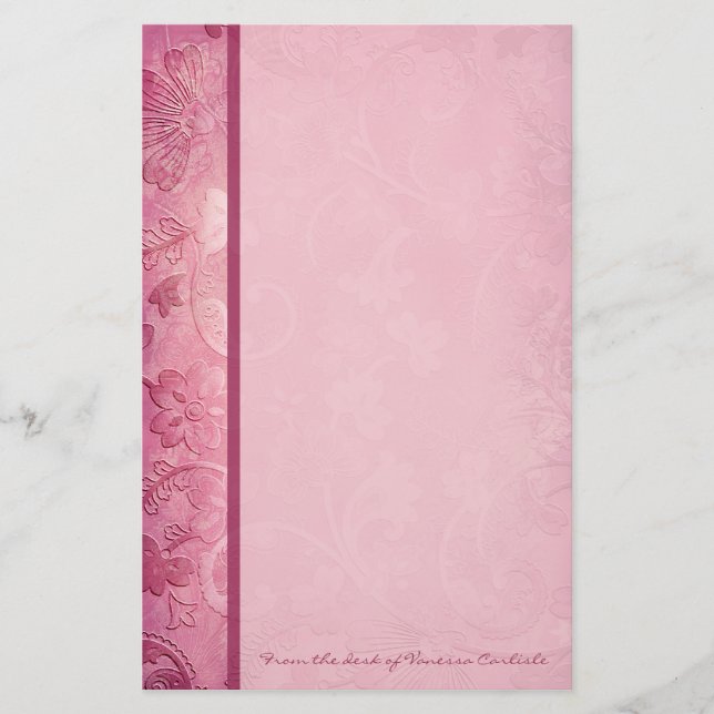 Papeterie Paisley rose floral Paisley papier à lettres perso (Devant)