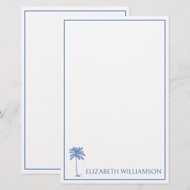 Papeterie Palmier bleu côtier Personnalisé (Devant / Derrière)