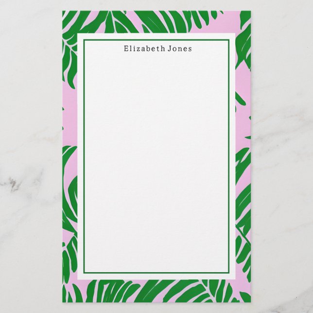 Papeterie Palmier preppy rose + vert (Devant)