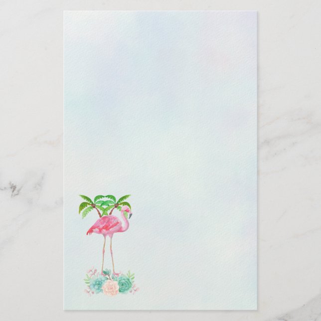Papeterie Palmiers Flamants roses roses et succulents florau (Devant)