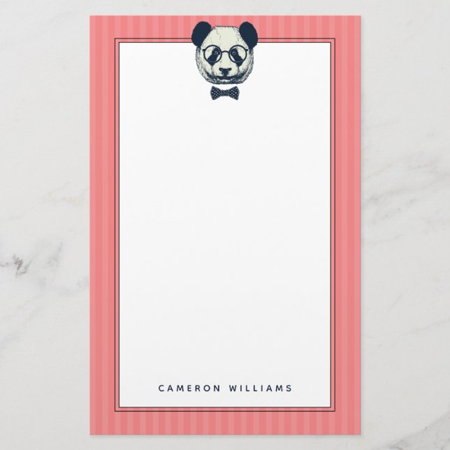 Papeterie Panda Stripes| Ajouter votre nom (Devant)