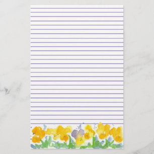 Papeterie Pansies Jaunes Aquarelle Florale Peinture Liner