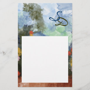 Papeterie Papeterie, monogramme aquarelle chemin fleuri