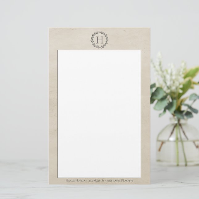 Papeterie Papier à courroie Monogramme beige (Debout devant)
