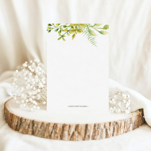Papeterie Papier à en-tête personnalisé Monogramme Vert Feui