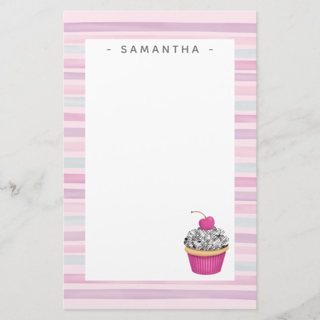Papeterie Papier à lettres à gâteau rose cute personnalisé (Devant)
