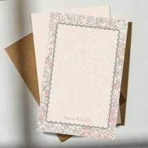 Papier à lettres à monogramme floral pastel rose 