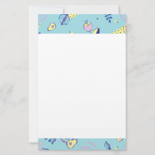 Papeterie Papier à lettres à motif floral aqua