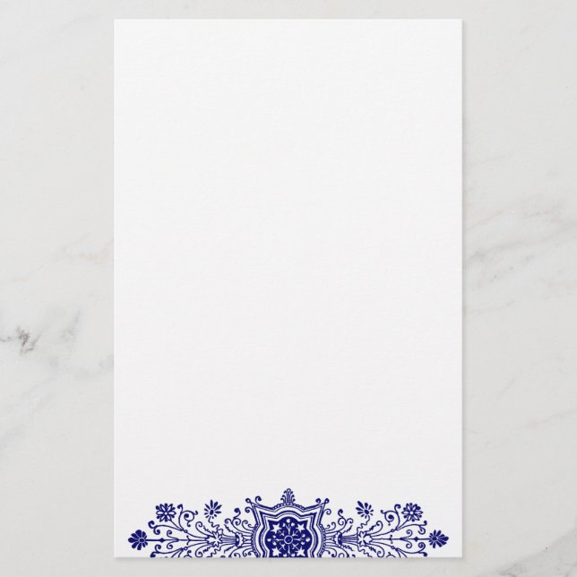 Papeterie Papier à lettres bleu blanc Vintage (Devant)