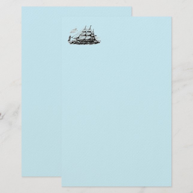 Papeterie Papier à lettres bleu maqué (Devant / Derrière)