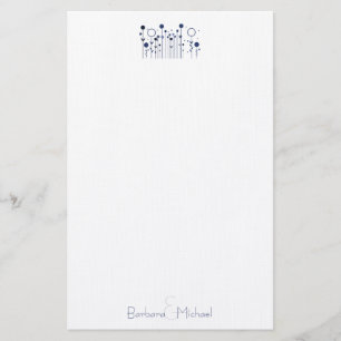 Papeterie Papier à lettres bleu simple et fleuri