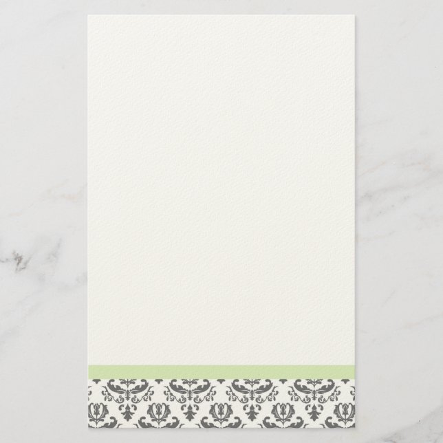 Papeterie Papier à lettres Damas blanc et gris (Devant)