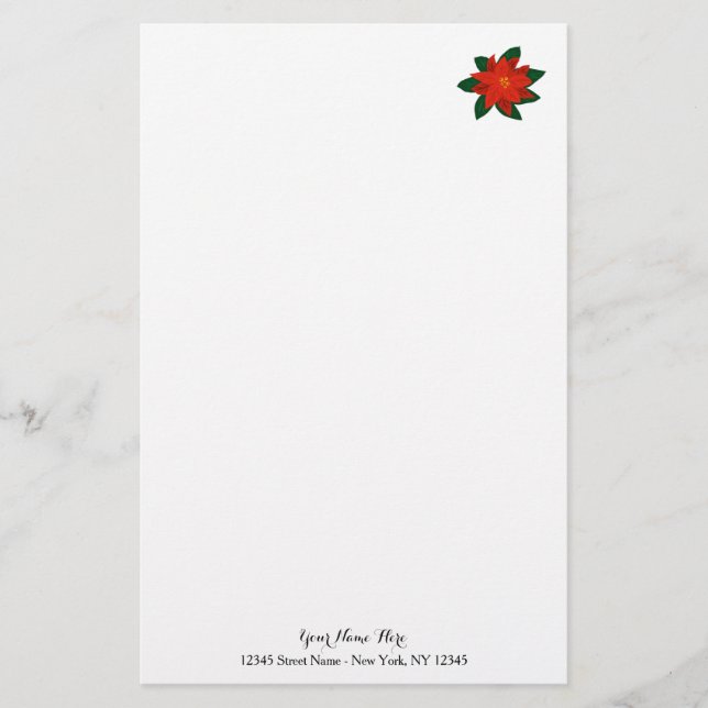 Papeterie Papier à lettres de Noël personnalisé avec poinset (Devant)