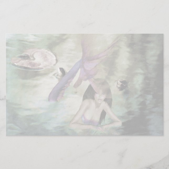Papeterie Papier à lettres dédoublée de petite sirène (Devant)