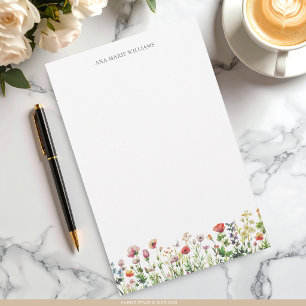 Papeterie Papier à lettres élégant à fleurs sauvages aquarel
