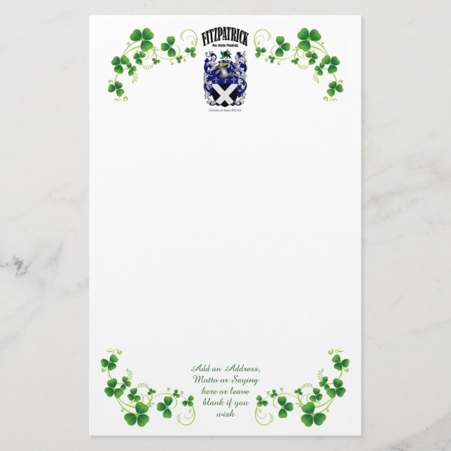 Papeterie Papier à lettres en tête Fitzpatrick (Devant)