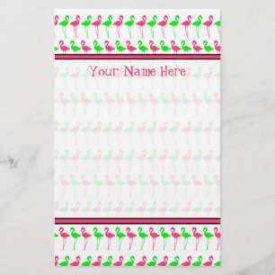 Papeterie Papier à lettres Flamant rose - Motif rose et vert